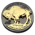  1776-2026 Buffalo Indian Head Tribute Three-Dimensional Sculptural Coin Black Ruthenium & 24K Gold highlights 