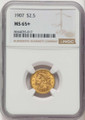 Bullionshark 1907 $2.5 Liberty Gold Quarter Eagle Coin NGC MS65  + - HAT507675007 