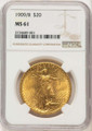 Bullionshark 1909/8 $20 Saint Gaudens Double Eagle NGC MS61   FS-301 - HAT508026003 