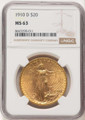 Bullionshark 1910-D $20 Saint Gaudens Double Eagle NGC MS63 - HAT507563019 