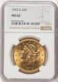Bullionshark 1903-S $20 Liberty Gold Double Eagle NGC MS62 - HAT5446077 