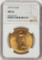 Bullionshark 1914-S $20 Saint Gaudens Double Eagle NGC MS63 - HAT572593041 