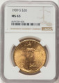Bullionshark 1909-S $20 Saint Gaudens Double Eagle NGC MS63 - HAT177497012 