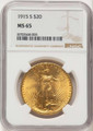 Bullionshark 1915-S $20 Saint Gaudens Double Eagle NGC MS65 - HAT177517033 