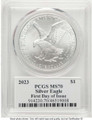 Bullionshark 2023 $1 American Silver Eagle Coin PCGS MS70 - First Day of Issue - HAT779075031 