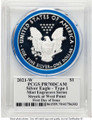 2021-W S$1 Proof American Silver Eagle Coin PCGS PR70 DCAM - Type One coin back image