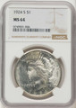 1924-S S$1 Peace Silver Dollar Coin NGC MS64 coin front image