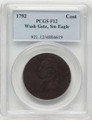 Bullionshark 1792 CENT Colonial Coin PCGS F12   Washington Getz Pattern Cent - Small Eagle - Copper - Plain Edge - BN - HAT788141023 