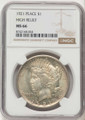 1921 S$1 Peace Silver Dollar Coin NGC MS66 coin front image