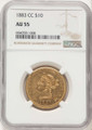 1883-CC $10 Liberty Gold Eagle Coin NGC AU55 coin front image
