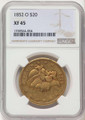 Bullionshark 1852-O $20 Liberty Gold Double Eagle NGC XF45 - HAT788015001 