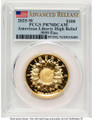 Bullionshark 2025-W $100 Gold High Relief Coin PCGS MS70 DCAM    American Liberty - HAT787890008 