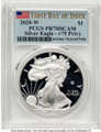 2020-W S$1 Proof American Silver Eagle Coin PCGS PR70 DCAM - v75 Privy - First Day of Issue coin front image