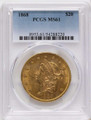 Bullionshark 1868 $20 Gold Liberty Double Eagle PCGS MS61 - HAT171509033 