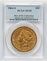 1864-S $20 Gold Liberty Double Eagle PCGS XF45 coin front image