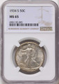 Bullionshark 1934-S 50C Walking Liberty Half Dollar Coin NGC MS65 - HAT789703003 