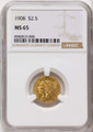 Bullionshark 1908 $2.5 Indian Gold Quarter Eagle Coin NGC MS65 - HAT787547003 