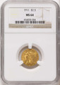 1911 $2.5 Indian Gold Quarter Eagle Coin NGC MS64 coin front image