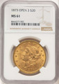 Bullionshark 1873 $20 Gold Liberty Double Eagle NGC MS61   Open 3 - HAT524121031 