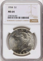 1934 S$1 Peace Silver Dollar Coin NGC MS64 coin front image