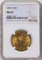 Bullionshark 1915 $10 Indian Gold Eagle Coin NGC MS63 - HAT790188037 