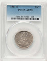 1861-S 25C Seated Quarter Coin PCGS AU55 coin front image