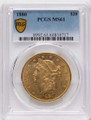 Bullionshark 1880 $20 Gold Liberty Double Eagle PCGS MS61 - HAT171509082 