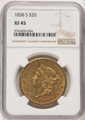 Bullionshark 1858-S $20 Gold Liberty Double Eagle NGC XF45 - HAT523239037 
