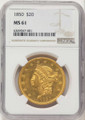 Bullionshark 1850 $20 Gold Liberty Double Eagle NGC MS61 - HAT789569016 