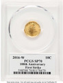 Bullionshark 2016-W 10C Modern Bullion Coin PCGS MS70   Mercury Dime - Tenth-Ounce Gold - 100th Anniversary - HAT789646005 