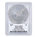 2025 Silver Eagle PCGS MS70 First Day of Issue Thomas S. Cleveland Signed Label