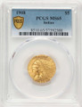 Bullionshark 1908 $5 Indian Gold Half Eagle Coin PCGS MS65 - HAT788813003 
