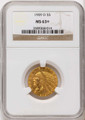 Bullionshark 1909-D $5 Indian Gold Half Eagle Coin NGC MS63  + - HAT525206056 