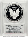 2020-W S$1 Proof American Silver Eagle Coin PCGS PR70 DCAM - v75 Privy coin back image