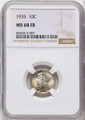 Bullionshark 1935 10C Mercury Dime Coin NGC MS68 - HAT788691005 