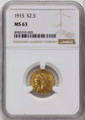 Bullionshark 1915 $2.5 Indian Gold Quarter Eagle Coin NGC MS63 - HAT789949012 