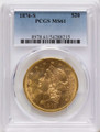 1876-S $20 Gold Liberty Double Eagle PCGS MS61 coin front image