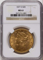 Bullionshark 1877-S $20 Gold Liberty Double Eagle NGC MS61 - HAT789201018 