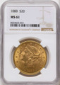 Bullionshark 1888 $20 Gold Liberty Double Eagle NGC MS61 - HAT177508002 