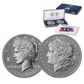  1776-2026 Diamond Field Morgan and Peace Dollar Two-Coin Set w/CoA & OGP 