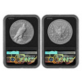 1776-2026 Diamond Field Morgan and Peace Silver Dollar Set NGC MS70 Black Core Magnum Opus Label 1 of 50
