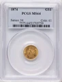 1874 G$1 Gold Dollar Coin PCGS MS64 coin front image