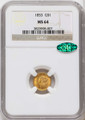 1853 G$1 Gold Dollar Coin NGC MS64  CAC coin front image