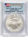 2008-W S$1 Burnished American Silver Eagle Coin PCGS MS70 - Reverse of 2007 - First Strike coin front image