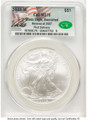 2008-W S$1 Burnished American Silver Eagle Coin CACG MS70 - Reverse of 2007 - First Strike coin front image