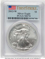 2013-W S$1 Burnished American Silver Eagle Coin PCGS MS70 - First Strike coin front image