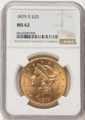 Bullionshark 1879-S $20 Gold Liberty Double Eagle NGC MS62 - HAT507674039 