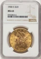 1900-S $20 Gold Liberty Double Eagle NGC MS63 coin front image