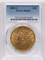 Bullionshark 1889-S $20 Gold Liberty Double Eagle PCGS MS62 - HAT177537002 