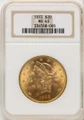 1893 $20 Gold Liberty Double Eagle NGC MS63 coin front image